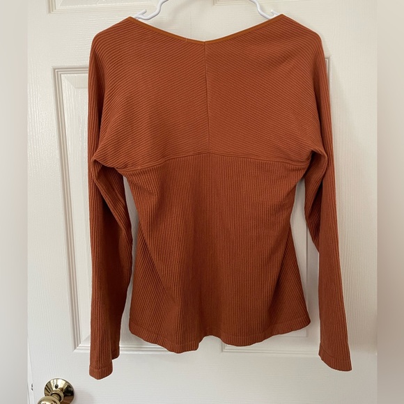 Anthropologie Square Neck Long Sleeve Top Rust Orange Size XL NEW - Picture 3 of 3